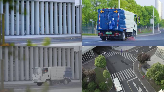 环卫车辆清扫马路清理洒水车