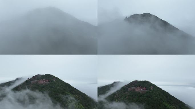 森林云海航拍山峰云雾缭绕雨后山林山脉风景