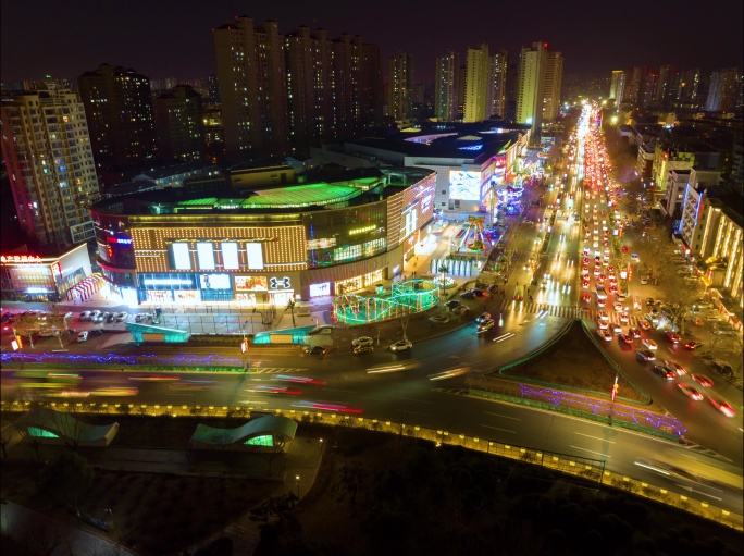 航拍世纪港湾夜景延时1