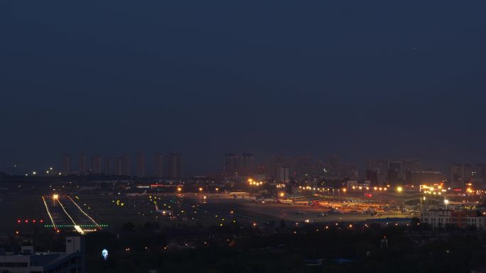 忙碌的机场 机场夜景黄昏