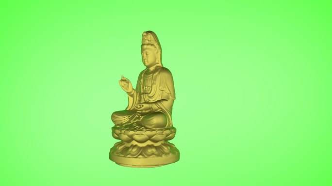 观音菩萨佛像雕塑动画绿幕免扣素材