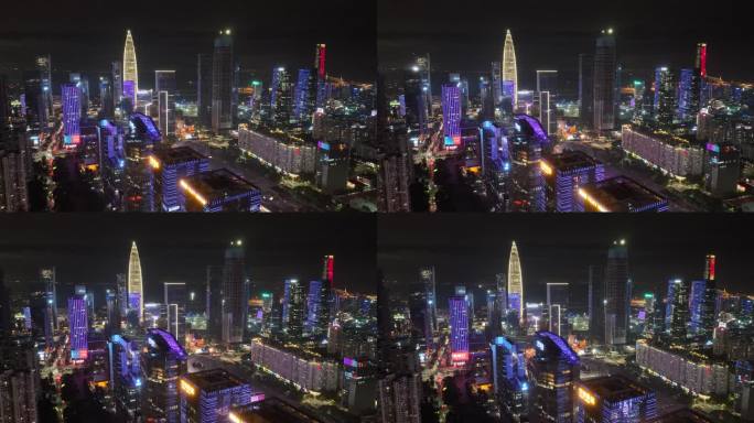 深圳南山区城市夜景航拍