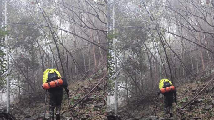 背包登山杖爬山的人