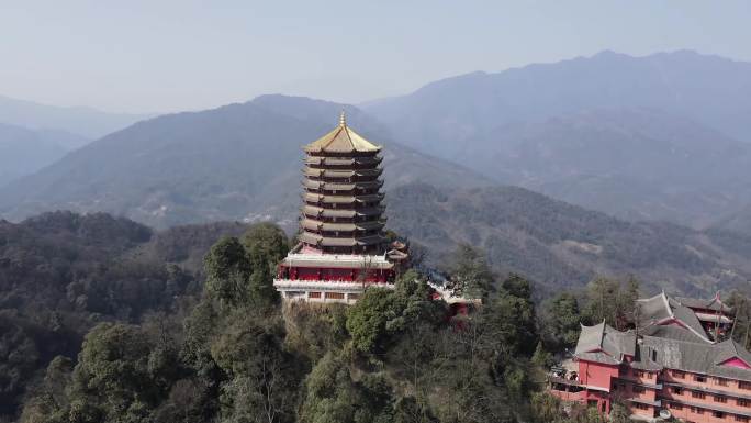 道教圣地青城山航拍老君阁道观航拍青城山