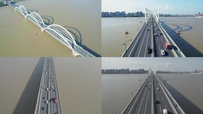 杭州钱塘江大桥城市快速路过江大桥车流