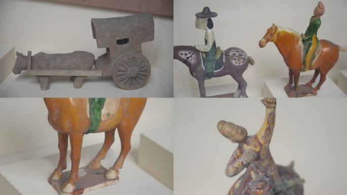 骑马俑，射箭佣，唐三彩，古车博物馆