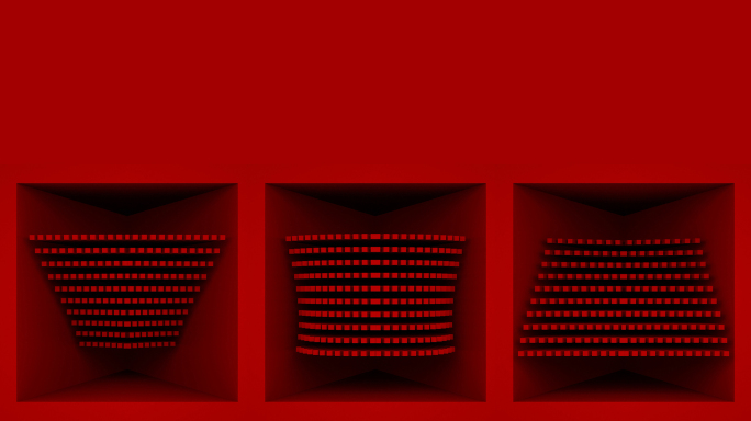 【裸眼3D】大红方体方形空间艺术盒子矩阵