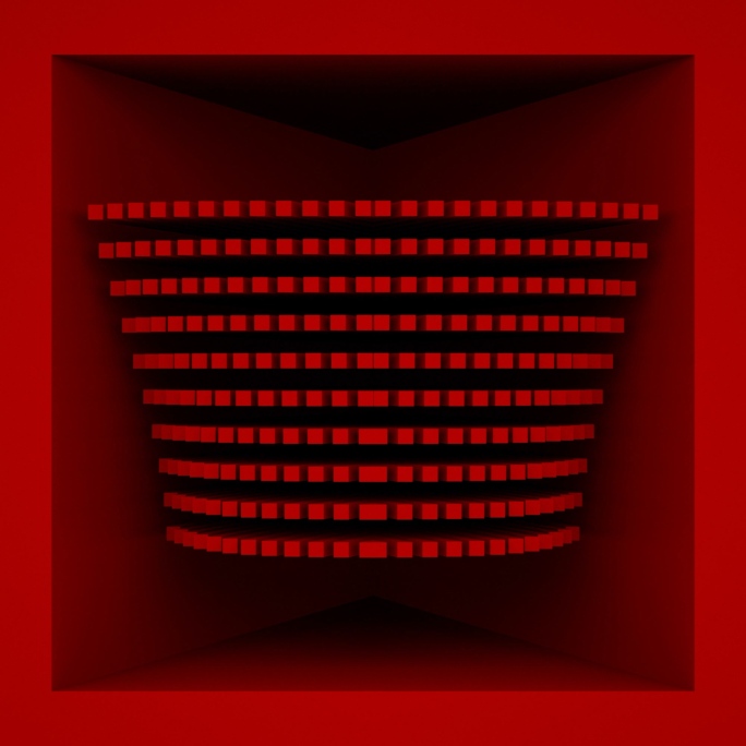 【裸眼3D】大红方体方形空间艺术盒子矩阵