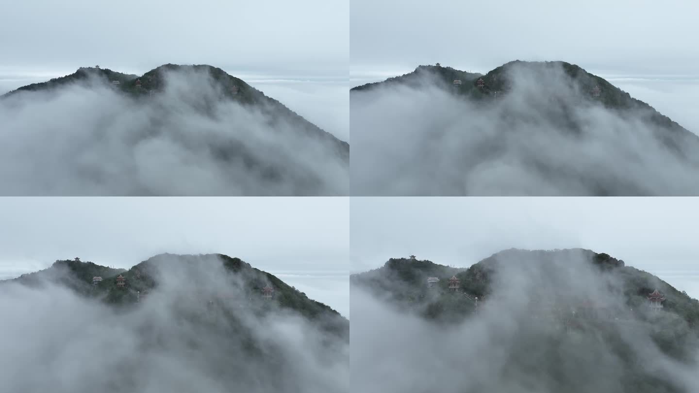 森林云海航拍山峰云雾缭绕雨后山林山脉风景