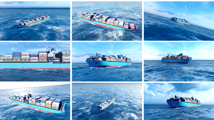 4k货轮货船航运海运航海乘风破浪海上运输