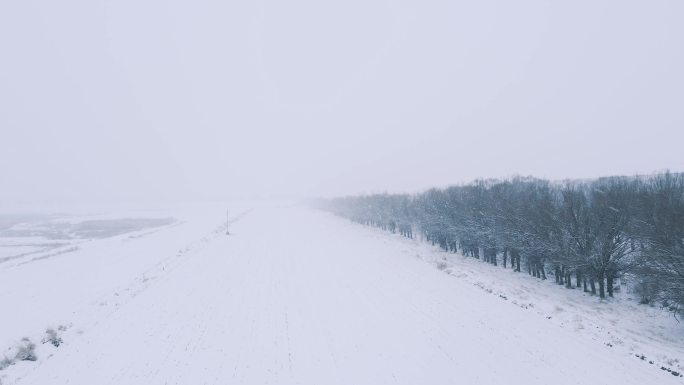 苍茫平原大地风雪航拍