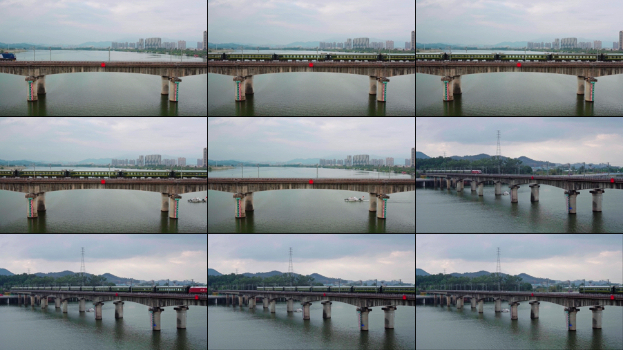 火车通过跨江大桥
