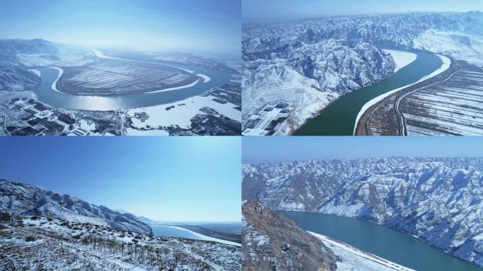 14段素材：航拍黄河大峡谷雪景