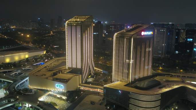 4K厦门五通码头夜景城市高楼航拍