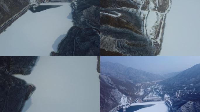 [4K]航拍素材.北京白羊沟水库残雪