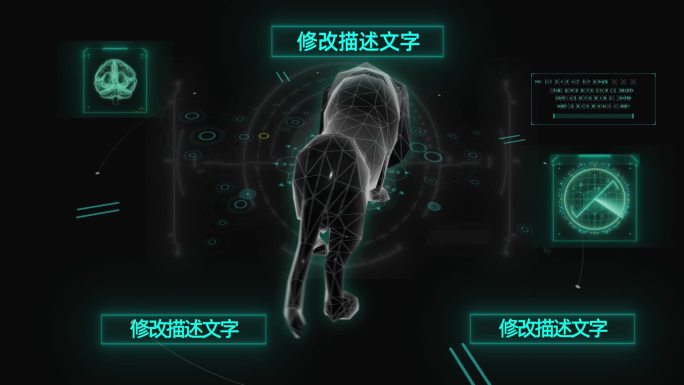HUD科技界面狮子走路动画展示AE模板