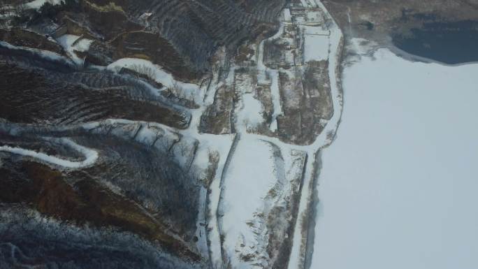 4K航拍短片.北京白羊沟水库春残雪