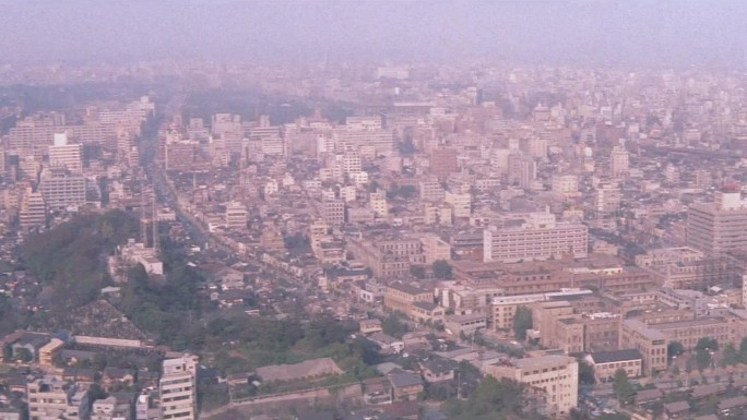 50年代俯拍日本东京城市街头建筑街道