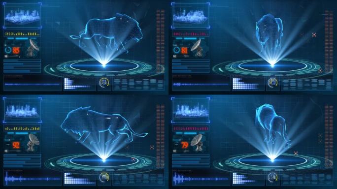 HUD科技界面狮子走路动画展示素材