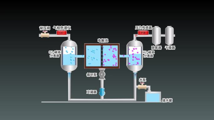 氢能源电解槽内部动态过程示意图