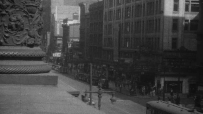20年代费城美国城市轻轨火车站街道马路