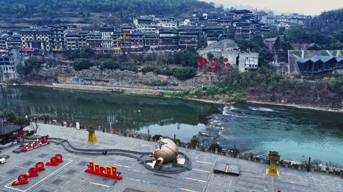 【正版素材】茅台镇航拍0178