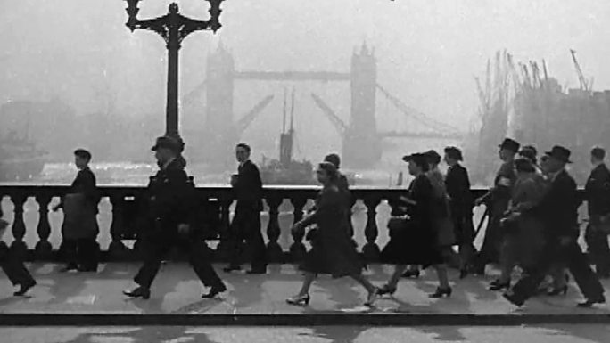 30年代伦敦大本钟伦敦桥泰晤士河城市街道