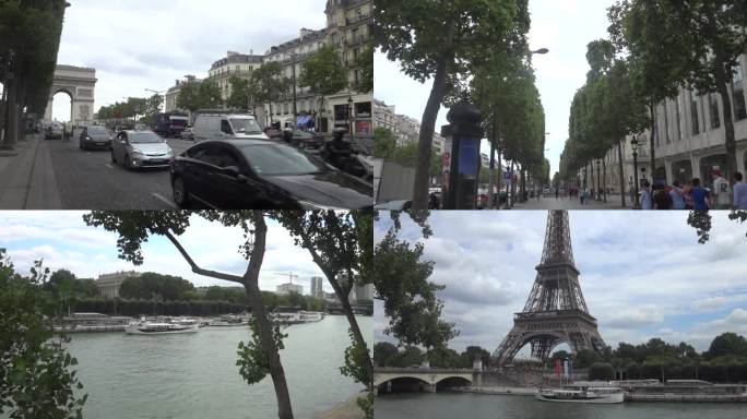 巴黎街景法国巴黎埃菲尔铁塔浪漫之都赛纳河