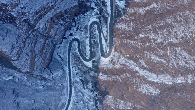 [4K]航拍素材.北京禾子涧峡谷残雪