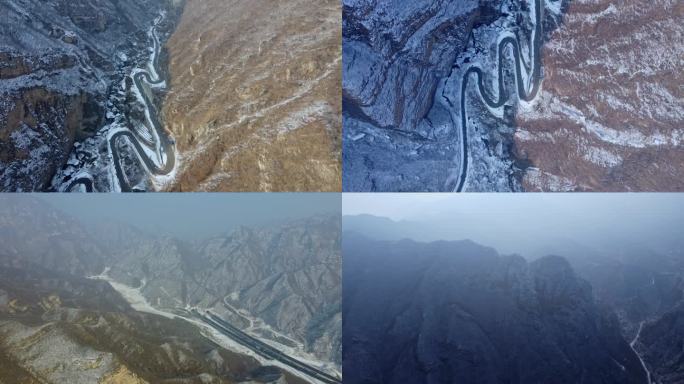 [4K]航拍素材.北京禾子涧峡谷残雪