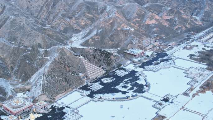 航拍青铜峡一百零八塔雪景（16段素材）