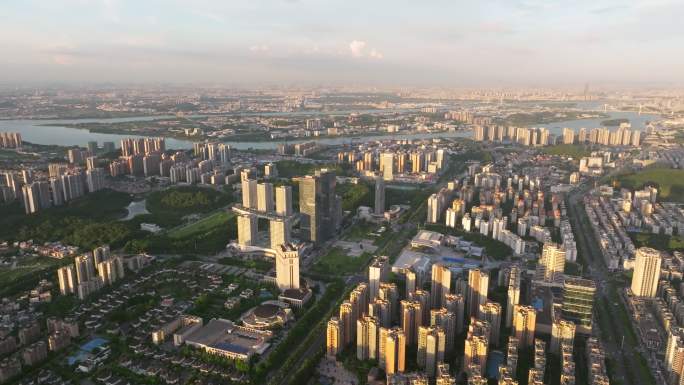 江门地标万达广场五邑广场城市航拍4K