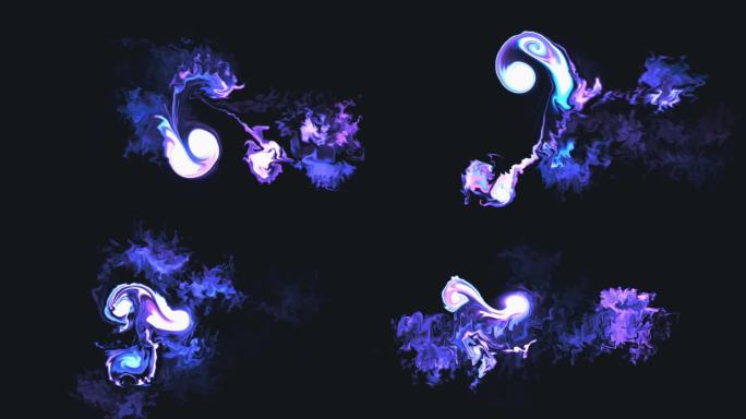 随机流动的魔幻紫色光烟4k
