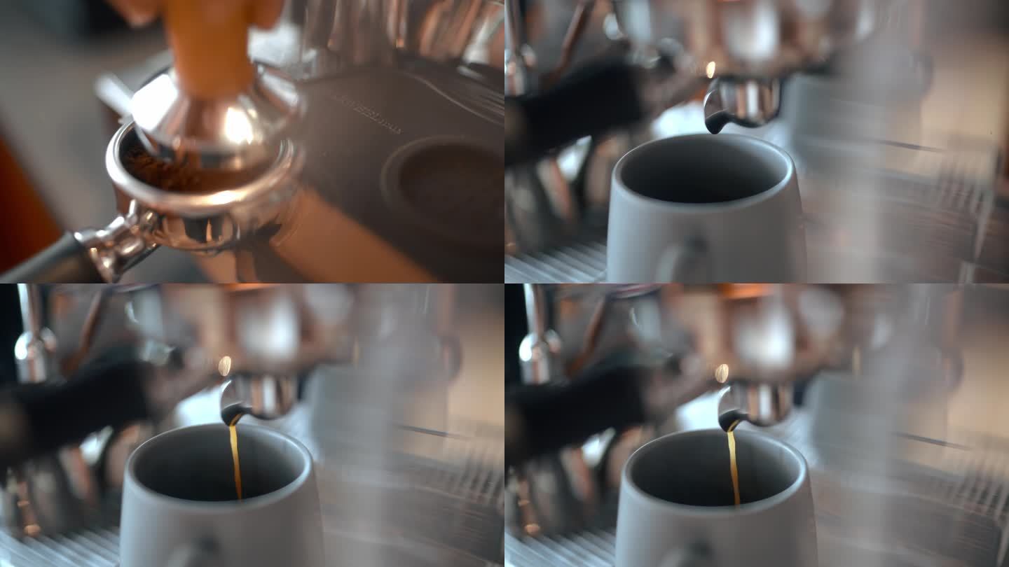 4K咖啡厅咖啡机做咖啡