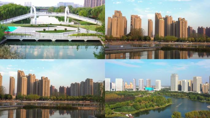 高清4k航拍许昌城市中央公园