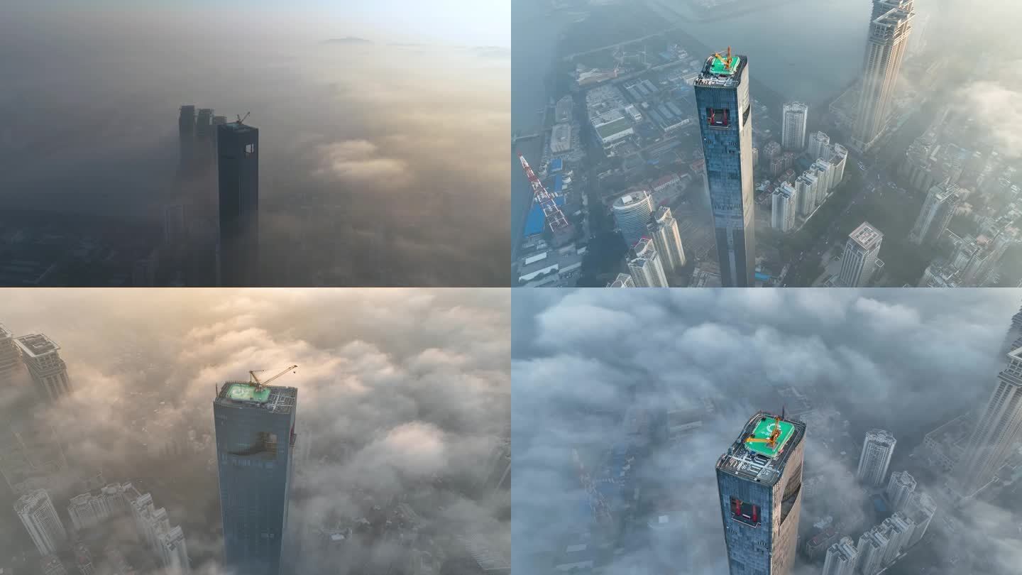 厦门第一高楼日出云海4K航拍