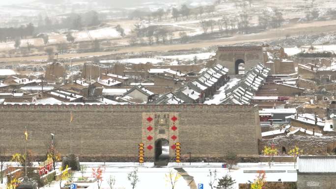 大同镇边堡冬季雪景航拍