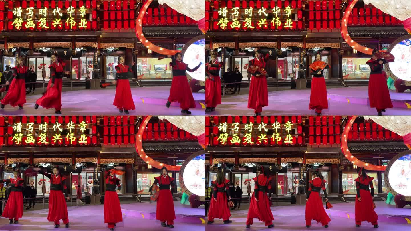 红灯笼古建筑亮化彩灯女装国风舞蹈表演4