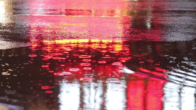 雨夜 车流 下雨 街道