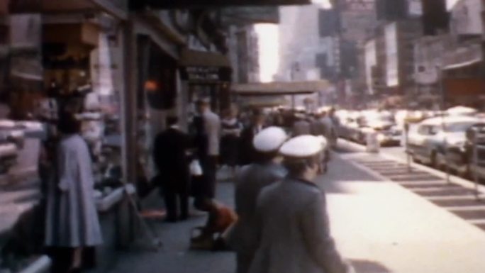 60年代美国纽约城市街道拥挤人群商业区