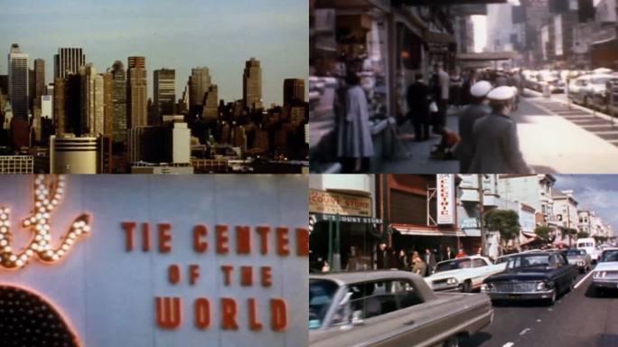 60年代美国纽约城市街道拥挤人群商业区