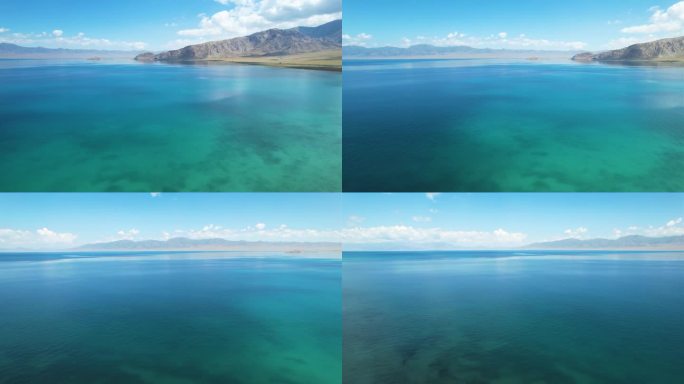 新疆赛里木湖航拍 夏季雪山蓝天自然风光