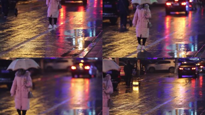 雨夜 车流 下雨 街道