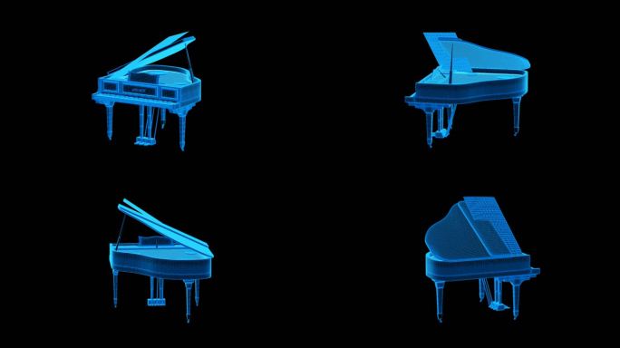 钢琴蓝色科技线条通道素材