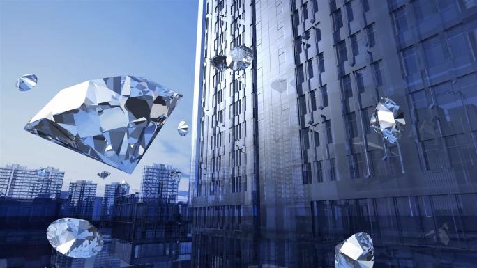 高端建筑外立面钻石环绕三维素材