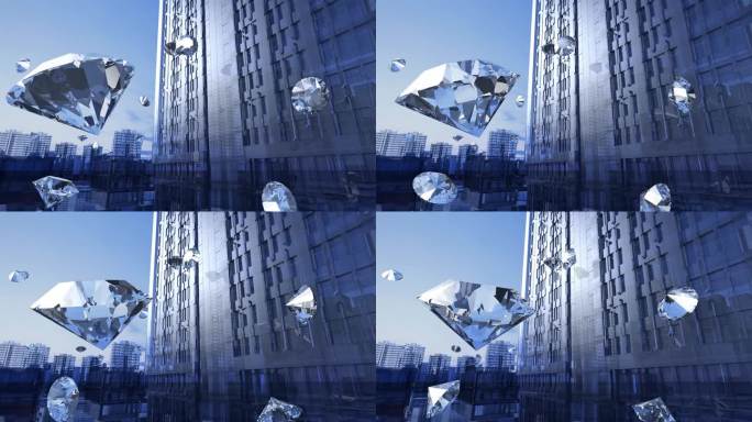 高端建筑外立面钻石环绕三维素材