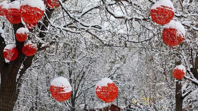 下雪5 雪中古建筑 灯笼 瑞雪丰年