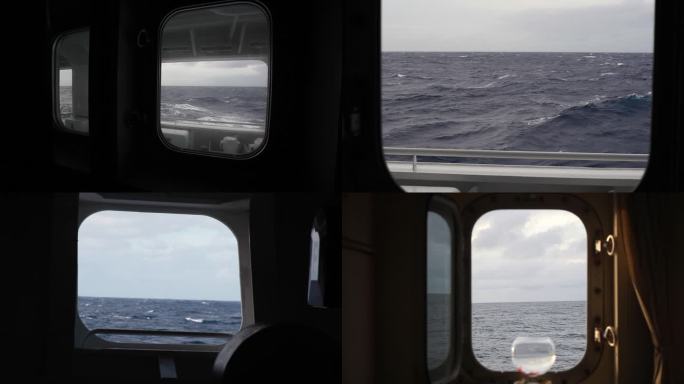 透过船舱窗户看海