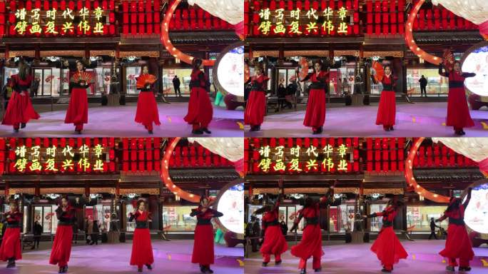 红灯笼古国风舞蹈表演现场稳定器拍摄横移