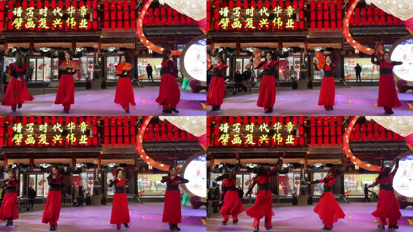 红灯笼古国风舞蹈表演现场稳定器拍摄横移